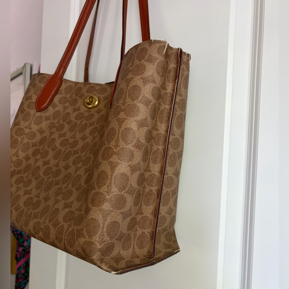 Coach Brown Signature Canvas Tote with Saddle Leather Straps - Picture 5 of 14